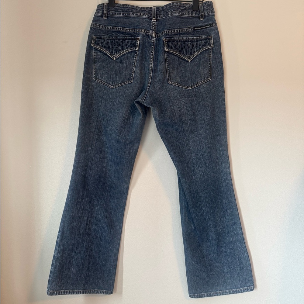 Harley-Davidson Bootcut Flare Jeans Studded Back Pocket Biker - Picture 5 of 6